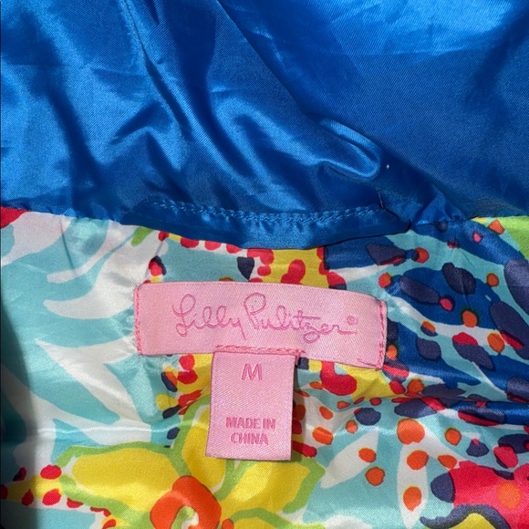 Lilly Pulitzer Blue Puffer Vest with Gold Zipper medium - Picture 2 of 4